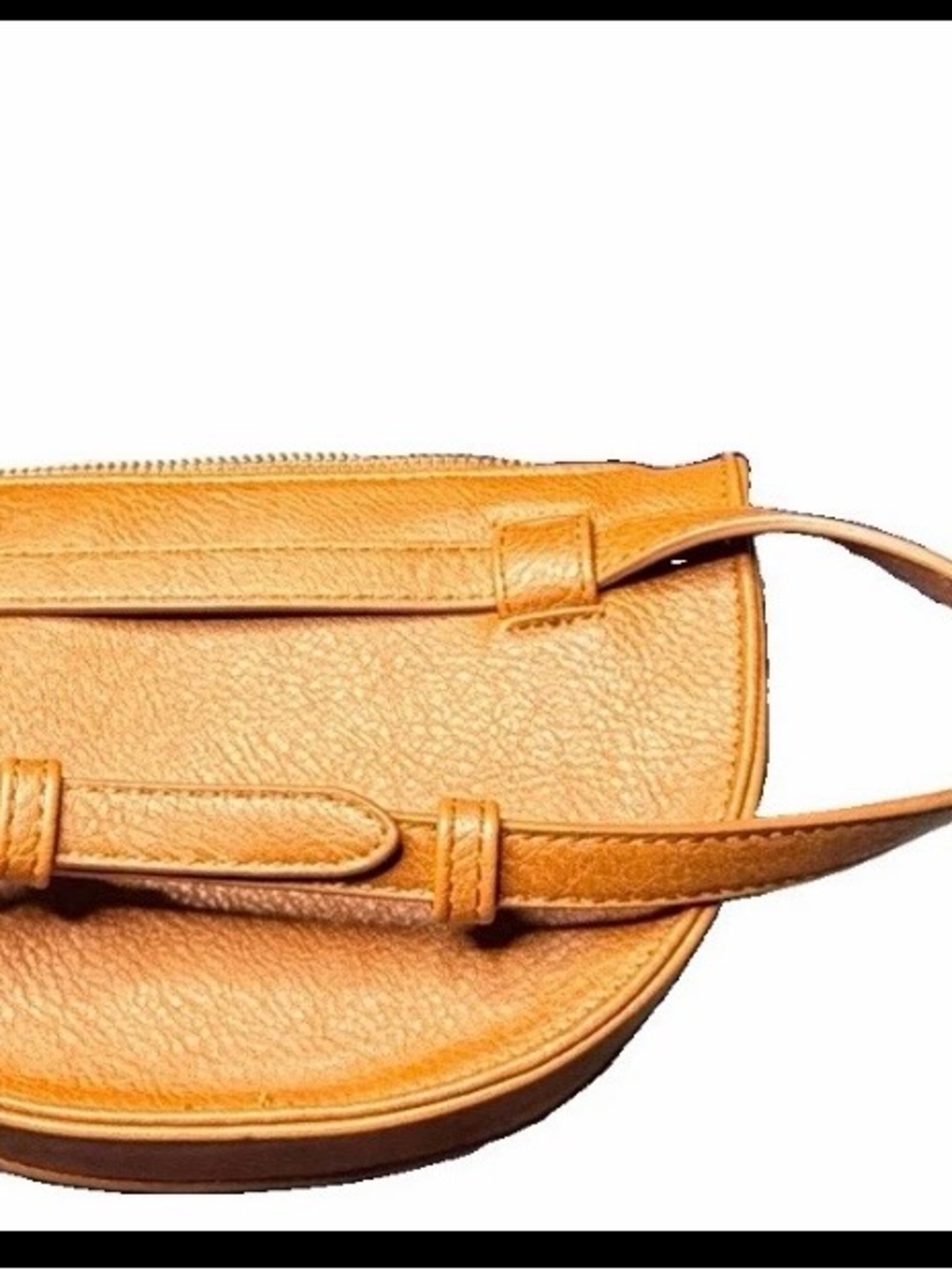 Tan Leather Crescent Half-Moon Leather Fanny Pack Bag